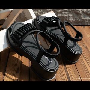 Elegant Slingback Wedge Sandals For Women, Ruched Detail Flatform Sandals